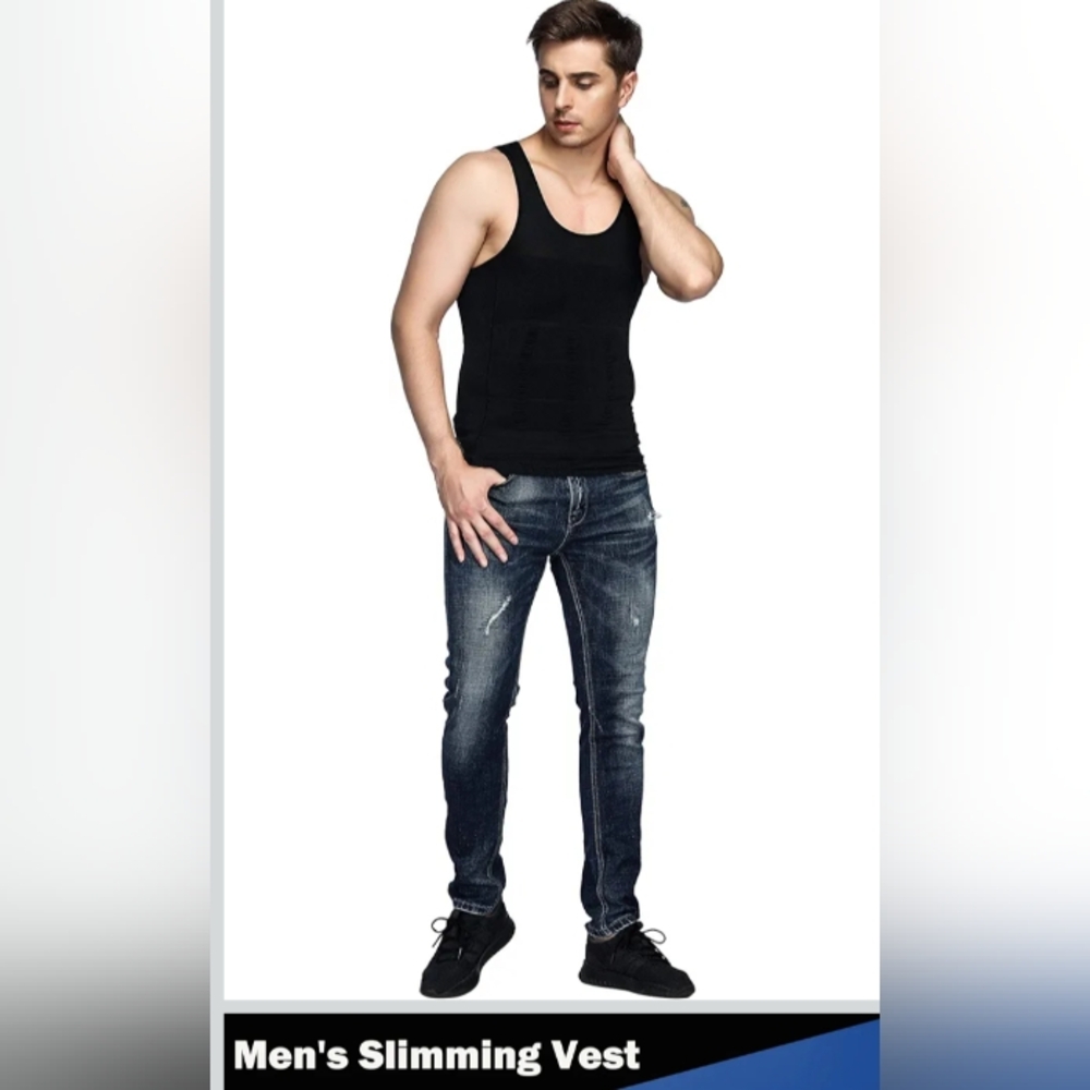 Odoland Men Body Shaper  Vest Thermal Compression Tank Top Sz M NWT